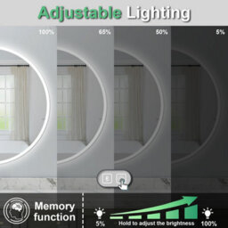 Probaty Bathrooms 700mm Round 3 Colors Dimmable Led Mirror With Bluetooth Anti-Fog Touch Sensor,backlit Illuminated Wall Mirror - thumbnail 4