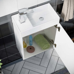 Nes Home Cloakroom White Nanuya 400mm Wall Hung Basin Sink Vanity Unit And Toilet Pan - thumbnail 4