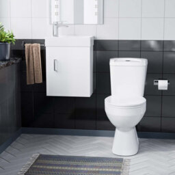 Nes Home Cloakroom White Nanuya 400mm Wall Hung Basin Sink Vanity Unit And Toilet Pan - thumbnail 2
