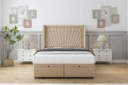 "Sloomy Rutherford Pebble Plush Ottoman Bed Base With 54"" Wingback Headboard 6' Super King" - thumbnail 1