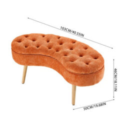 Living And Home Modern Orange Storage Bench With Removable Lid, 103Cm W X 50Cm D X 46Cm H - thumbnail 6