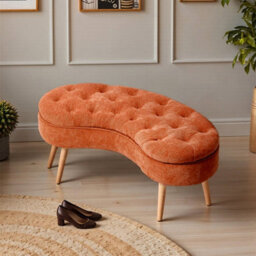Living And Home Modern Orange Storage Bench With Removable Lid, 103Cm W X 50Cm D X 46Cm H - thumbnail 2