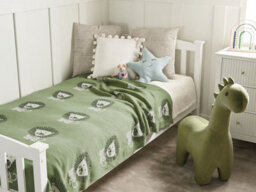 Beliani Blanket Rusami Cotton 130 X 170 Cm Green - thumbnail 2