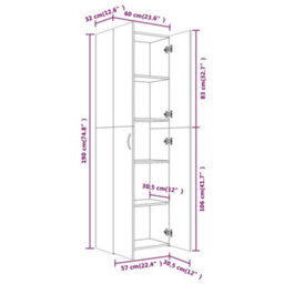 Berkfield Office Cabinet Smoked Oak 60X32X190 Cm Engineered Wood - thumbnail 8