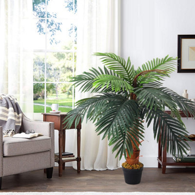 Living And Home Artificial Plant Artificial Tree Fake Palm Tree House Plant Indoor Outdoor Decorative In Black Plastic Pot H 100 Cm - image 1