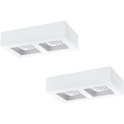Modern White Box Lamp 2 Pack - Stylish Wall And Ceiling Light Fixture 255mm X 140mm 6.3W Led - image 1