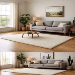 Uetian Cream Shaggy Rug Soft Dense Pile Modern Area Carpet For Home (120X170 Cm) - thumbnail 6