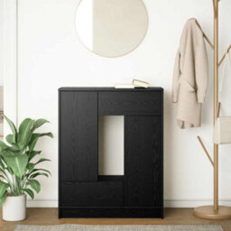 Berkfield Sideboard With Drawers And Doors Black Oak 73X31X90 Cm - thumbnail 3