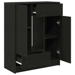 Berkfield Sideboard With Drawers And Doors Black Oak 73X31X90 Cm - thumbnail 5