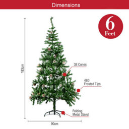 The Christmas Workshop 6Ft Traditional Artificial Christmas Tree With Snow & Pine Cones 76820 - thumbnail 4
