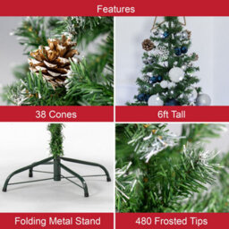 The Christmas Workshop 6Ft Traditional Artificial Christmas Tree With Snow & Pine Cones 76820 - thumbnail 5