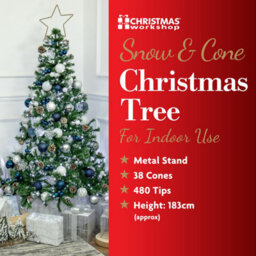 The Christmas Workshop 6Ft Traditional Artificial Christmas Tree With Snow & Pine Cones 76820 - thumbnail 8