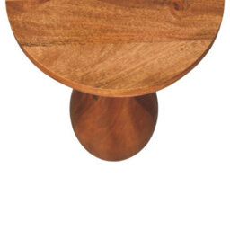 Artisan Furniture Solid Wood Curved Base Side Table, Brown - thumbnail 5