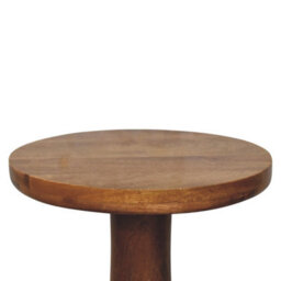 Artisan Furniture Solid Wood Curved Base Side Table, Brown - thumbnail 4