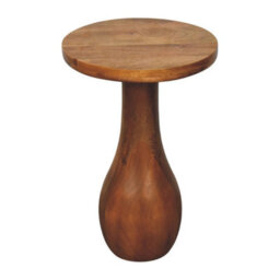 Artisan Furniture Solid Wood Curved Base Side Table, Brown - thumbnail 3