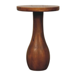 Artisan Furniture Solid Wood Curved Base Side Table, Brown - thumbnail 2