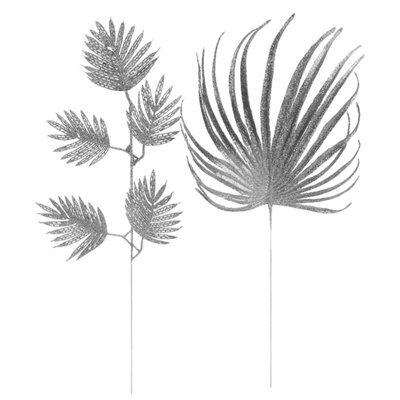 Glitter Spruce Leaf Pick Christmas Decoration Varied 51. Silver - image 1