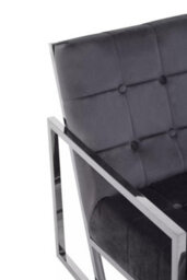 Orsina Grey Velvet Arm Chair, Comfortable Armchair With Button Tufting, Velvet Upholstery Lounge Chair For Home - thumbnail 5