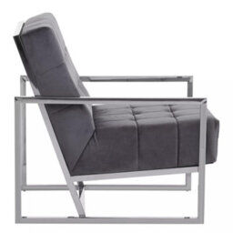 Orsina Grey Velvet Arm Chair, Comfortable Armchair With Button Tufting, Velvet Upholstery Lounge Chair For Home - thumbnail 3