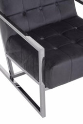 Orsina Grey Velvet Arm Chair, Comfortable Armchair With Button Tufting, Velvet Upholstery Lounge Chair For Home - thumbnail 6