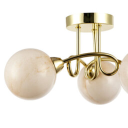 Happy Homewares Modern Polished Gold Ceiling Light With Amber Marble Glass Shades - thumbnail 4
