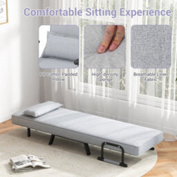 Single Folding Sofa Bed Sleep Chair 6 Positions Adjustable Backrest - thumbnail 6
