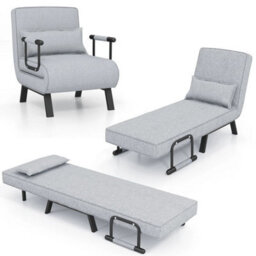 Single Folding Sofa Bed Sleep Chair 6 Positions Adjustable Backrest - thumbnail 3