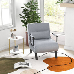 Single Folding Sofa Bed Sleep Chair 6 Positions Adjustable Backrest - thumbnail 4