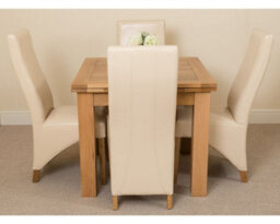 That's Furniture Richmond 90Cm - 150Cm Square Oak Extending Dining Table And 4 Chairs Dining Set With Lola Ivory Leather Chairs - thumbnail 2