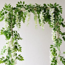 Ccykxa 2X7Ft Artificial Wisteria Garland Artificial Flower Silk Ivy Hanging Plant Wall Decoration Garden Decoration (White) (Pack - thumbnail 1