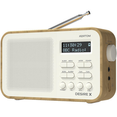 Azatom Desire X Dab / Dab+ Radio Mains & Battery, Bluetooth, Alarms, Fast Presets (Oak) - image 1