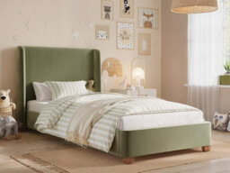 Flair Alma Single Winged Headboard Bed Olive Green Velvet - thumbnail 1