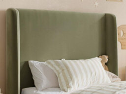 Flair Alma Single Winged Headboard Bed Olive Green Velvet - thumbnail 3