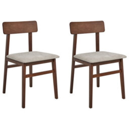 Beliani Set Of 2 Dining Chairs Stacy Wood Taupe
