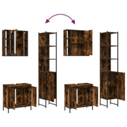 Berkfield 3 Piece Bathroom Cabinet Set Smoked Oak Engineered Wood - thumbnail 9