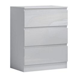 SquareBoxx Fairfield Minimalist Large Chest Of Drawers 3 Draw In Gloss White - thumbnail 3