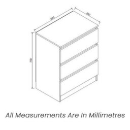 SquareBoxx Fairfield Minimalist Large Chest Of Drawers 3 Draw In Gloss White - thumbnail 5