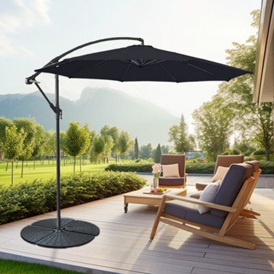 Sundaze Black 3M Garden Banana Parasol Cantilever Umbrella With Adjustable Crank Patio Sun Shade - image 1