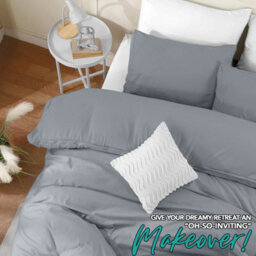Bedlooms Silver Cotton Duvet Cover Set, Breathable & Anti-Allergic Bedding Pack, Super King 260X220Cm - thumbnail 5