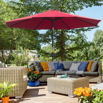 Outsunny 3(M) Patio Umbrella Outdoor Sunshade Canopy W/ Tilt & Crank Wine Red - image 1