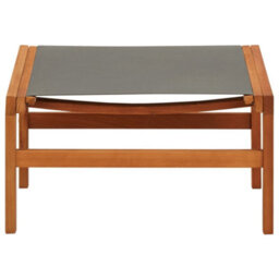 Berkfield Garden Chair With Footrest Grey Solid Eucalyptus Wood And Textilene - thumbnail 5