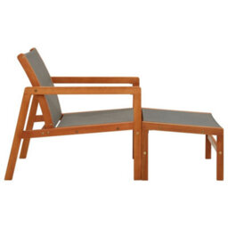 Berkfield Garden Chair With Footrest Grey Solid Eucalyptus Wood And Textilene - thumbnail 3