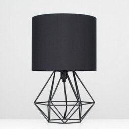Valuelights Angus Pair Of Black Metal Basket Cage Bed Side Table Lamps With Black Fabric Shades And Led Bulbs In Warm White - thumbnail 4