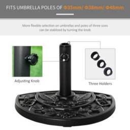 Outsunny 9Kg Half Round Parasol Base Heavy Duty Weighted Umbrella Holder Stand - thumbnail 6