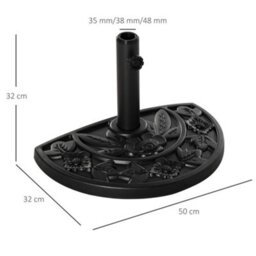 Outsunny 9Kg Half Round Parasol Base Heavy Duty Weighted Umbrella Holder Stand - thumbnail 3