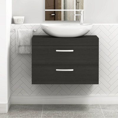 Royal Bathrooms Turin 800mm Wall Mounted Bathroom Vanity Unit With Sink 2 Drawer Hale Black & Cesar Countertop Basin - image 1