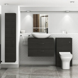 Royal Bathrooms Turin 800mm Wall Mounted Bathroom Vanity Unit With Sink 2 Drawer Hale Black & Cesar Countertop Basin - thumbnail 3