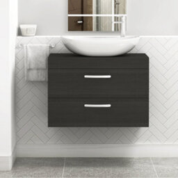Royal Bathrooms Turin 800mm Wall Mounted Bathroom Vanity Unit With Sink 2 Drawer Hale Black & Cesar Countertop Basin - thumbnail 1