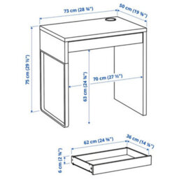 White Computer Desk With Drawer Unit For Home & Office Work 73X50 Cm - thumbnail 2