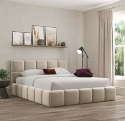 Ds Living Ovella Cubed Upholstered Plush Cream Bed - thumbnail 1